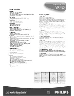 Preview for 2 page of Philips VR410/77B Specifications