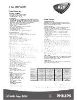 Preview for 2 page of Philips VR820/ES Specifications