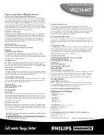 Preview for 2 page of Philips VRZ364AT Specifications