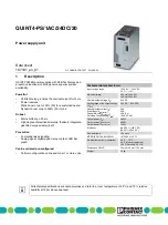 Preview for 1 page of Phoenix Contact QUINT4-PS/1AC/24DC/20 Datasheet