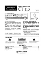 Pioneer CT-113 Operating Instructions Manual preview