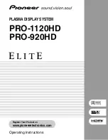 Pioneer Elite PRO-1120HD Operating Instructions Manual preview