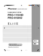 Pioneer Elite PureVision PRO 1110HD Operating Instructions Manual preview