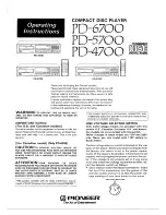 Pioneer PD-4700 Operating Instructions Manual preview