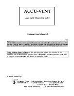 Preview for 1 page of Primary Fluid ACCU-VENT Instruction Manual