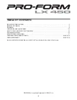 Preview for 2 page of ProForm LX 450 User Manual