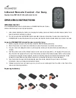 Promaster INFRARED REMOTE CONTROL for Sony Operating Instructions preview