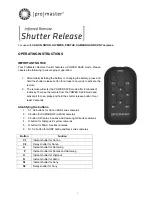 Promaster Infrared Remote Shutter Release Operating Instructions preview