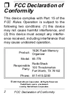 Preview for 2 page of Radio Shack 65-779 Owner'S Manual