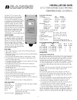 Ranco ETC Series Installation Data preview