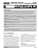 Preview for 1 page of Rane CP 31 Operator'S Manual