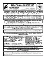 Preview for 1 page of Rasmussen AGA Chillbuster IR Assembly, Installation And Operation Instructions