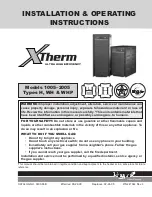 Raypak Xtherm 1005 Installation & Operating Instructions Manual preview