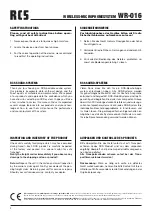 Preview for 2 page of RCS WB-016 Operating Instructions Manual