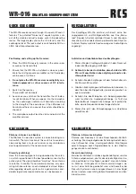 Preview for 3 page of RCS WB-016 Operating Instructions Manual