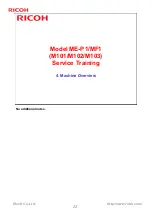 Preview for 22 page of Ricoh M101 Service Training