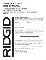 Preview for 20 page of RIDGID R860372 Operator'S Manual