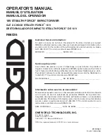 Preview for 24 page of RIDGID STEALTH FORCE R86036 Operator'S Manual