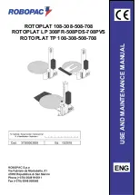 Robopac ROTOPLAT 108-308-508-708 Use And Maintenance Manual preview