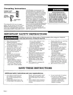 Preview for 2 page of Roper KU155OV Use And Care Manual