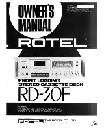 Rotel RD-30F Owner'S Manual preview