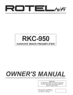 Preview for 1 page of Rotel RKC-950 Owner'S Manual