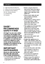 Preview for 2 page of Sage BCG600 Quick Manual