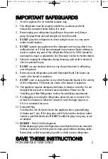 Preview for 2 page of Salton CF-2029 Instruction Booklet