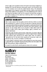 Preview for 13 page of Salton RS-1061 Instruction Booklet