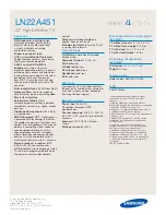 Preview for 2 page of Samsung LN22A451 Specification Sheet