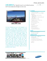 Preview for 1 page of Samsung P R E L I M I N A R Y LN46B650 Specifications