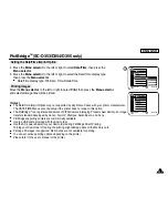 Preview for 115 page of Samsung SC D353 - MiniDV Camcorder w/20x Optical Zoom Owner'S Instruction Book