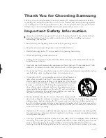 Preview for 3 page of Samsung Tantus TSK 3092WF Owner'S Instructions Manual