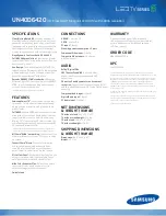 Preview for 2 page of Samsung UN40D6420 Specifications