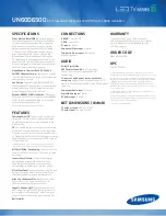 Preview for 2 page of Samsung UN60D6500 Specifications