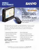 Sanyo NV-E7000 - Portable GPS And Mobile DVD Entertainment System Specifications preview