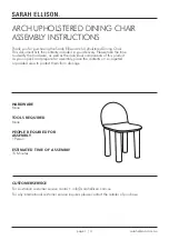 SARAH ELLISON ARCH UPHOLSTERED DINING CHAIR Assembly Instructions preview