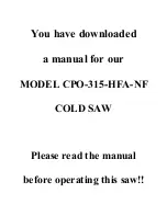 Preview for 1 page of Scotchman CPO-315-HFA-NF Manual