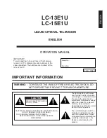 Preview for 2 page of Sharp Aquos LC 13E1U Operation Manual