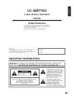 Preview for 2 page of Sharp Aquos LC-42BT10U Operation Manual