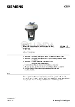 Preview for 1 page of Siemens ACVATIX SAX319.03 Manual