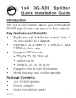 Preview for 1 page of SIIG 1x4 3G-SDI Splitter Quick Installation Manual