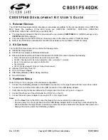 Preview for 1 page of Silicon Laboratories C8051F540DK User Manual