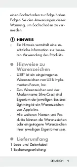 Preview for 8 page of Silvercrest 289484 Operation And Safety Notes