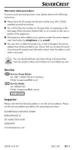 Preview for 34 page of Silvercrest 289493 Operating Instructions And Safety Instructions