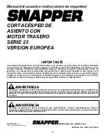 Preview for 36 page of Snapper E2512523BVE, E2812523BVE, E281 (Spanish) Manual Del Usuario