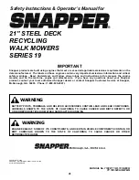 Preview for 28 page of Snapper RP2167519BDV Safety Instructions & Operator'S Manual