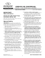 Preview for 2 page of SNOWJOE SUNJOE 24V-AJC-LTW-RM Operator'S Manual