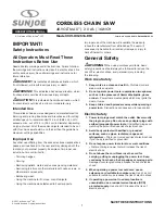 Preview for 2 page of SNOWJOE Sunjoe 24V-X2-CS16-RM Operator'S Manual