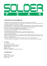 Preview for 2 page of SOLDER PEAK ZD-8908 Manual